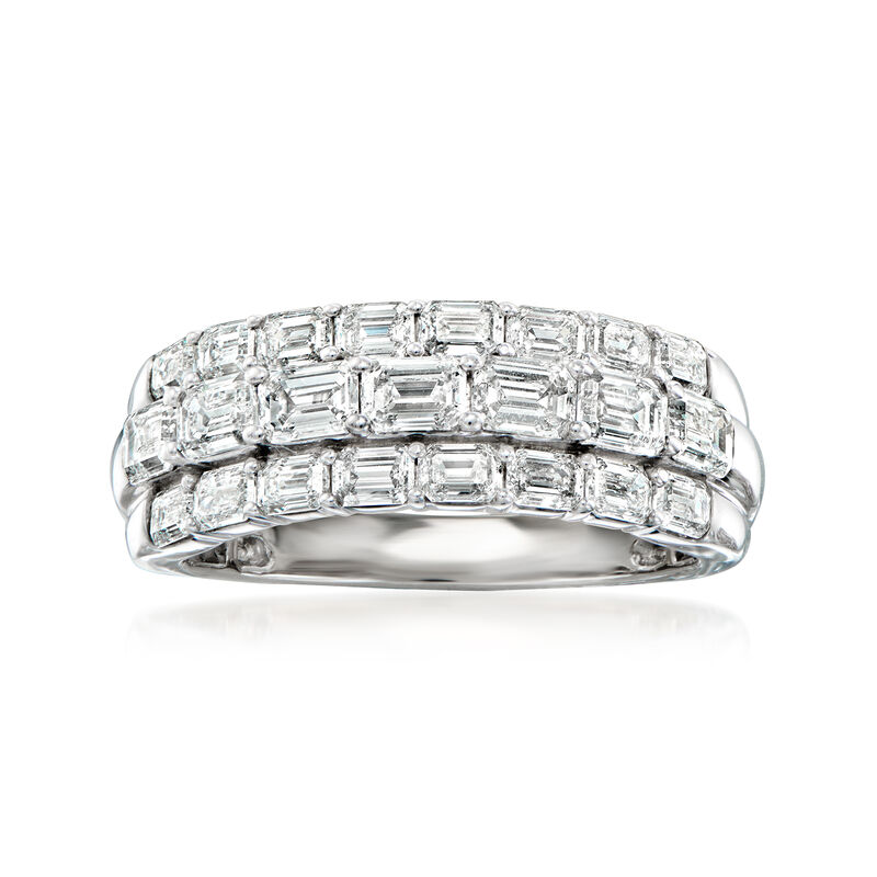 2.00 ct. t.w. Emerald-Cut Lab-Grown Diamond Three-Row Ring in 14kt White Gold image number 0