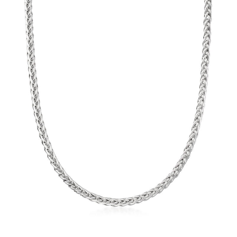 Italian Sterling Silver Wheat-Link Necklace with Magnetic Clasp image number 0