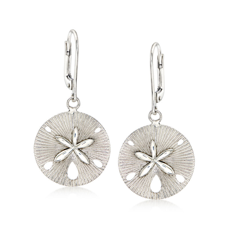Sterling Silver Sand Dollar Jewelry Set: Drop Earrings and Necklace. 18&quot; image number 4