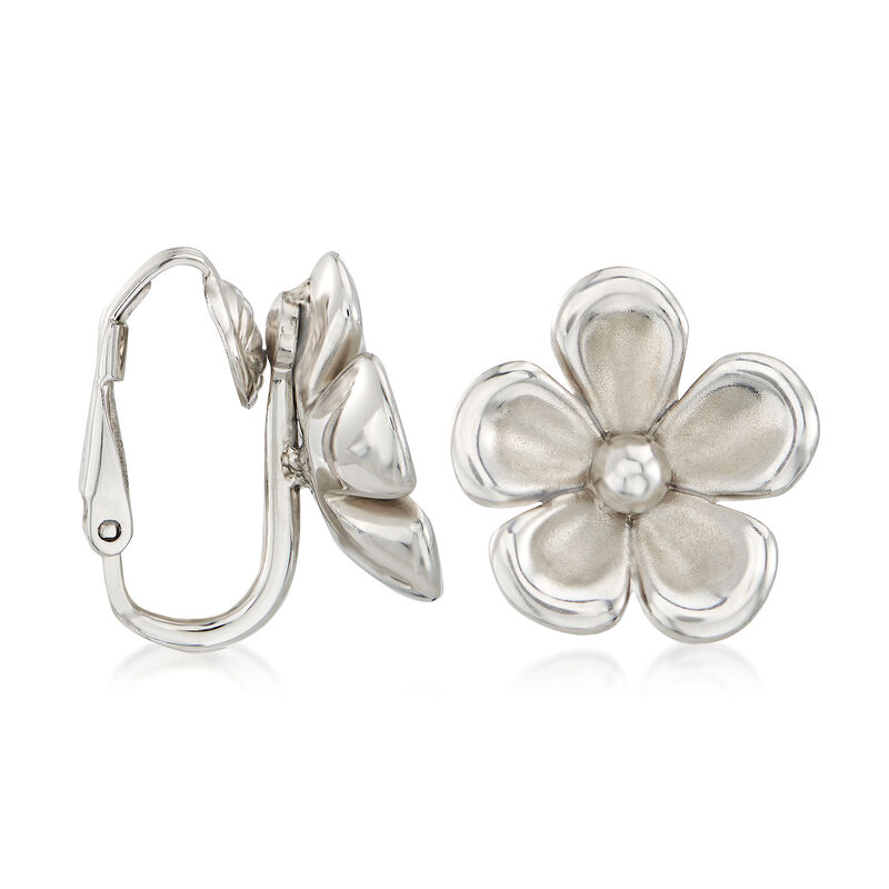 Sterling Silver Flower Clip-On Earrings image number 2