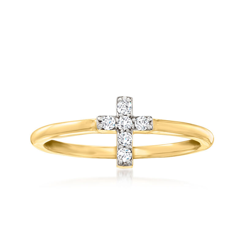.12 ct. t.w. Diamond Cross Ring in 14kt Yellow Gold image number 0