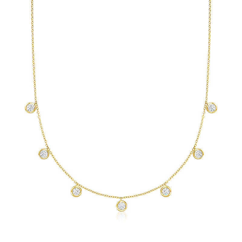 2.00 ct. t.w. Lab-Grown Diamond Dangle Station Necklace in 14kt Yellow Gold. 18&quot; image number 0