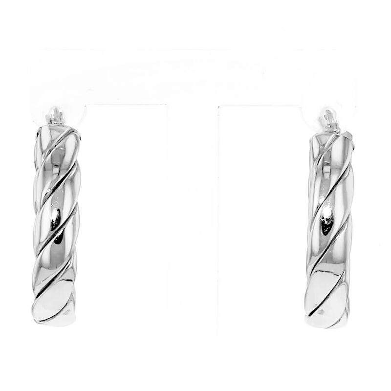 Italian Sterling Silver Twisted Oval Hoop Earrings. 1 1/8&quot; image number 3