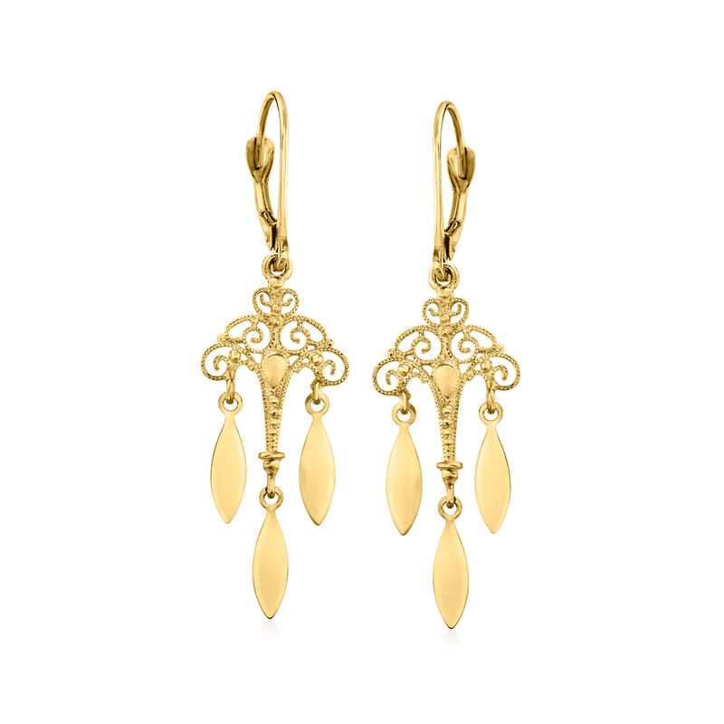 Italian 14kt Yellow Gold Filigree Chandelier Drop Earrings image number 0