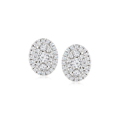 1.00 ct. t.w. Lab-Grown Diamond Oval Cluster Earrings in Sterling Silver