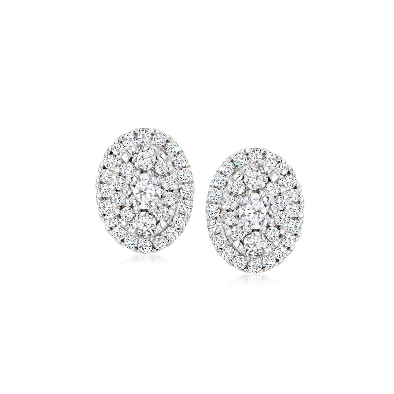 1.00 ct. t.w. Lab-Grown Diamond Oval Cluster Earrings in Sterling Silver  image number 0