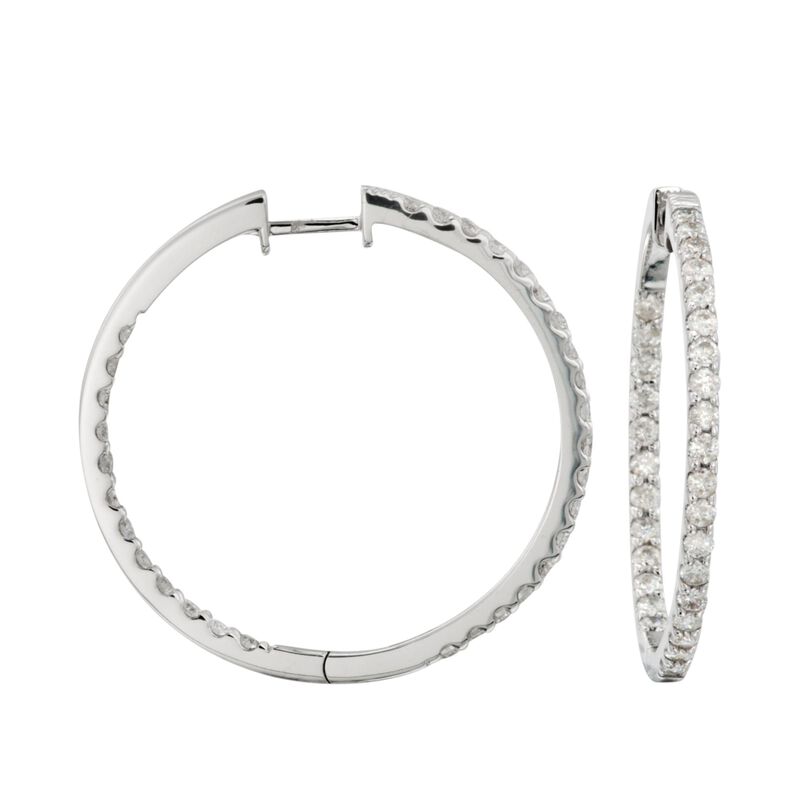 2.05 ct. t.w. Diamond Inside-Outside Hoop Earrings in 14kt White Gold. 1 1/4&quot; image number 0