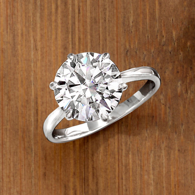 4.00 Carat Moissanite Solitaire Ring in Sterling Silver image number 5