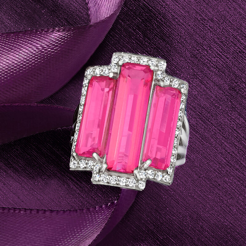 12.05 ct. t.w. Pink and White Topaz Ring in Sterling Silver image number 5