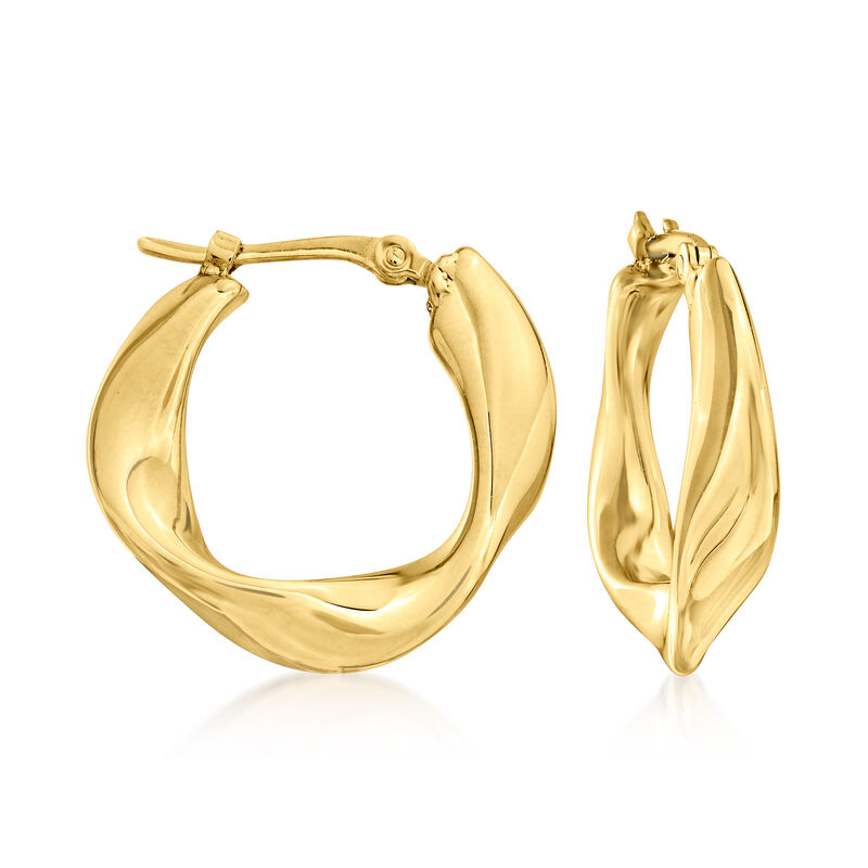 14kt Yellow Gold Twisted Hoop Earrings. 5/8" image number 0