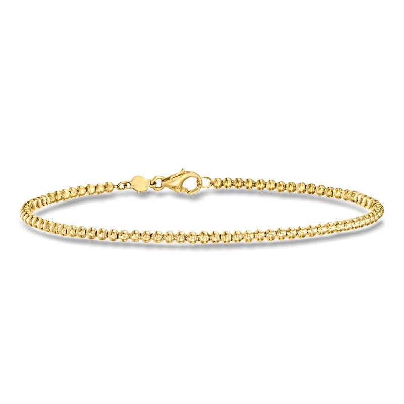 Italian 2mm 14kt Yellow Gold Bead Bracelet. 8" image number 0