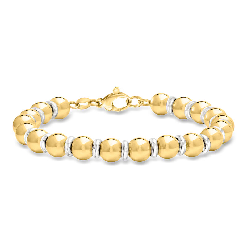 Italian 18kt Gold Over Sterling and Sterling Silver Bead Bracelet image number 0