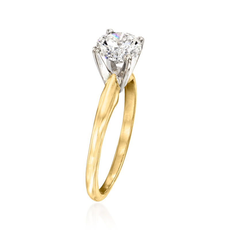 C. 2020 Vintage .90 Carat Diamond Solitaire Ring in 14kt Yellow Gold. Size 5.5 image number 2