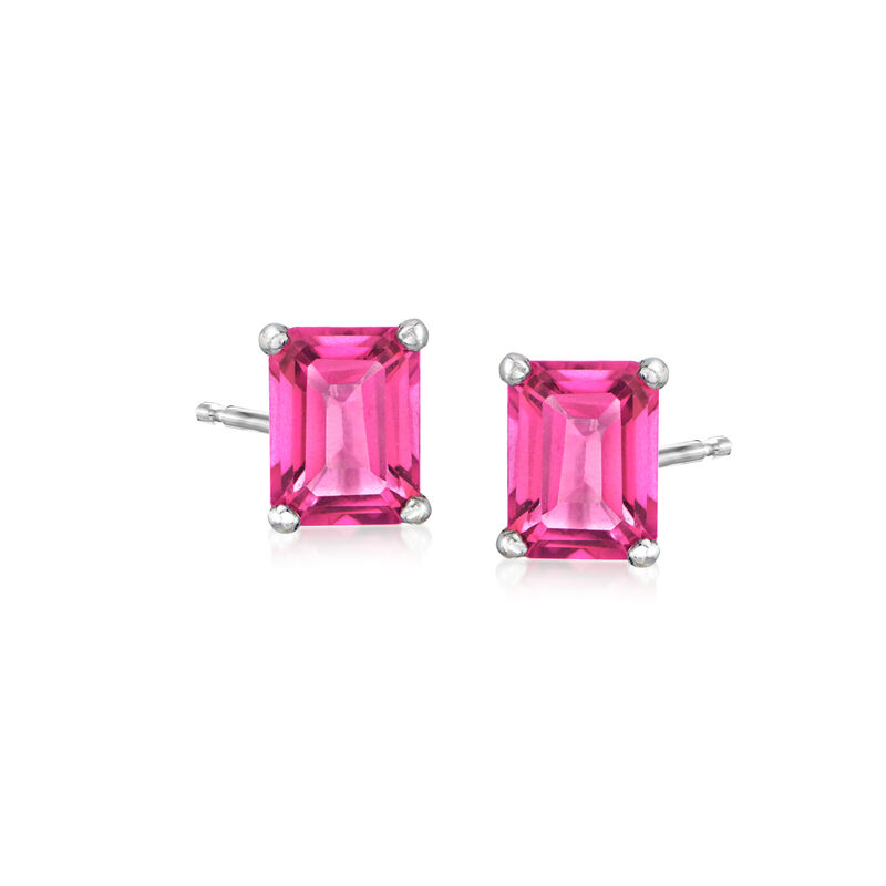3.00 ct. t.w. Pink Topaz Stud Earrings in Sterling Silver  image number 0