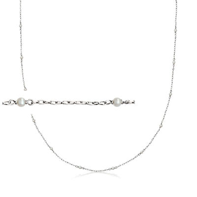C. 1990 Vintage 2-2.5mm Cultured Pearl Station Necklace in Platinum
