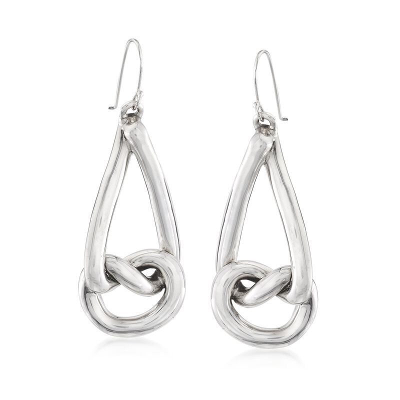Sterling Silver Teardrop Knot Drop Earrings  image number 0