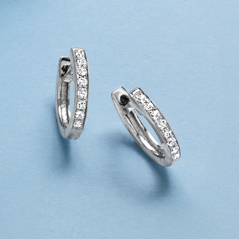 .10 ct. t.w. Diamond Huggie Hoop Earrings in Sterling Silver. 1/4&quot; image number 2