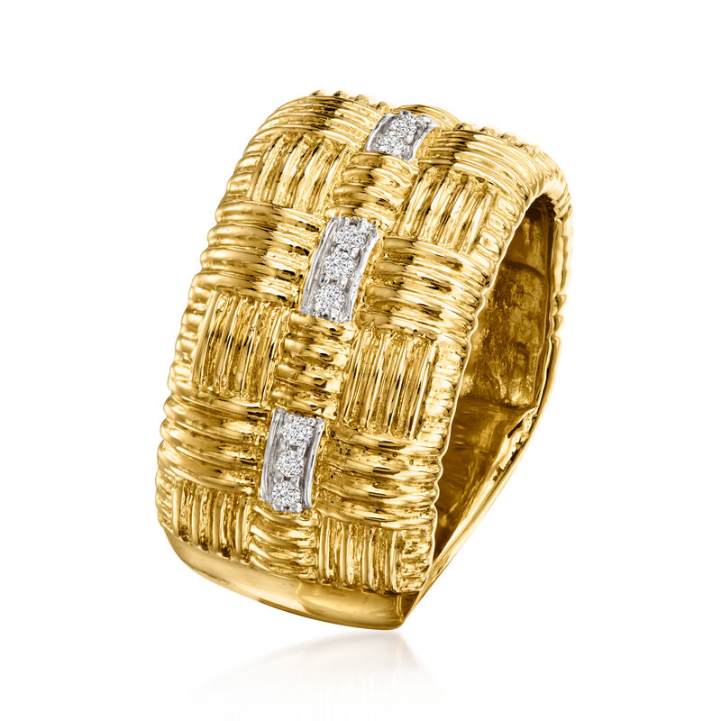 .10 ct. t.w. Diamond Basketweave Ring in 18kt Gold Over Sterling image number 2