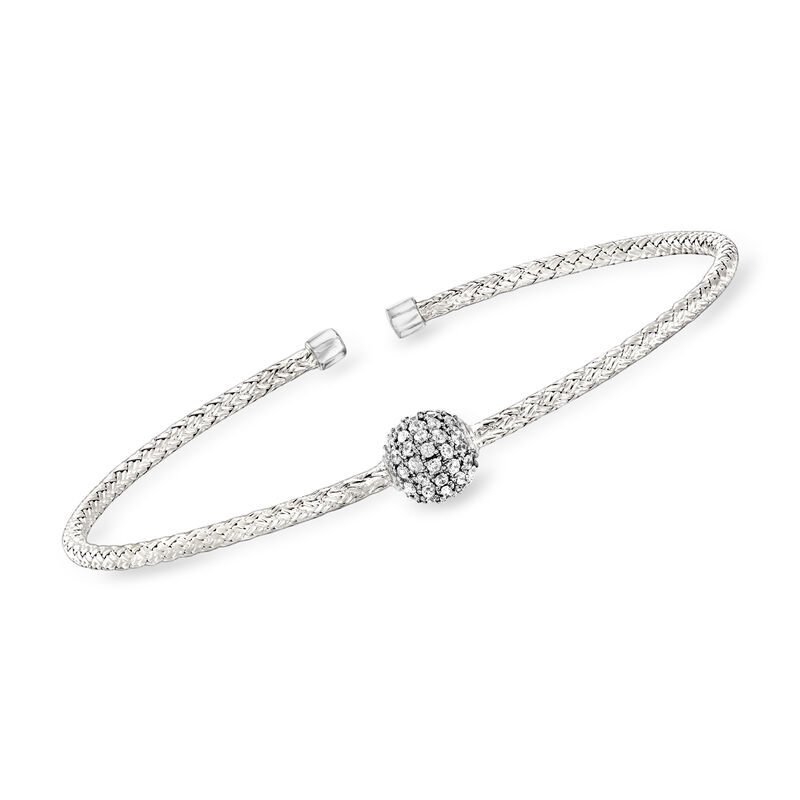 Charles Garnier &quot;Paolo&quot; .61 ct. t.w. CZ Station Cuff Bracelet in Sterling Silver. 7&quot; image number 0