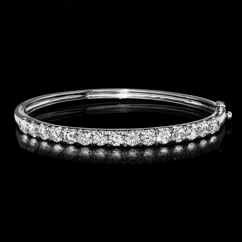 5.00 ct. t.w. Lab-Grown Diamond Bangle Bracelet in 14kt White Gold. 8" image number 1