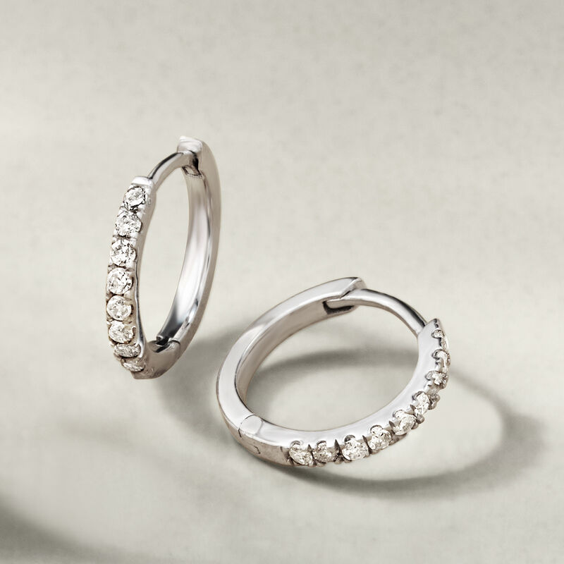 .15 ct. t.w. Diamond Charm-Compatible Huggie Hoop Earrings in Sterling Silver. 3/8&quot; image number 3