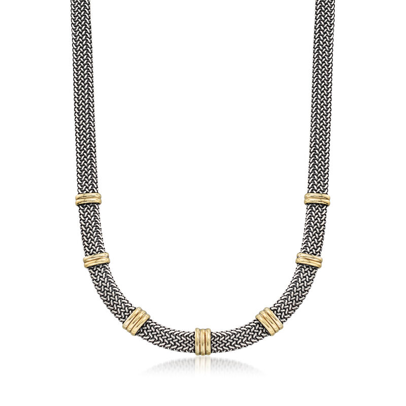 Italian 18kt Bonded Gold and Sterling Silver Woven Necklace image number 0