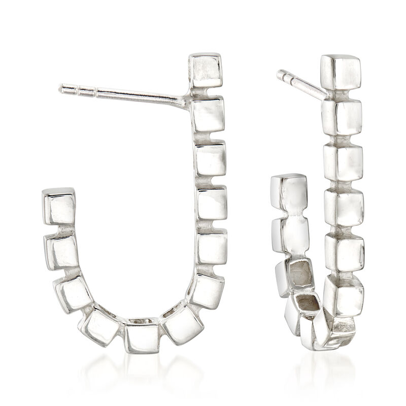 Zina Sterling Silver &quot;Ice Cube&quot; J-Hoop Earrings. 7/8&quot; image number 0