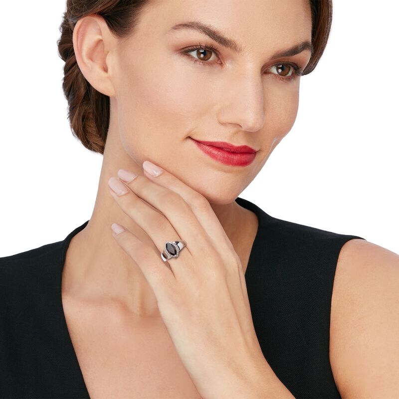 1.80 Carat Garnet Ring with White Topaz Accents in Sterling Silver image number 1