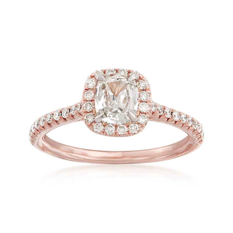Henri Daussi .88 ct. t.w. Diamond Halo Engagement Ring in 14kt Rose Gold image number 0