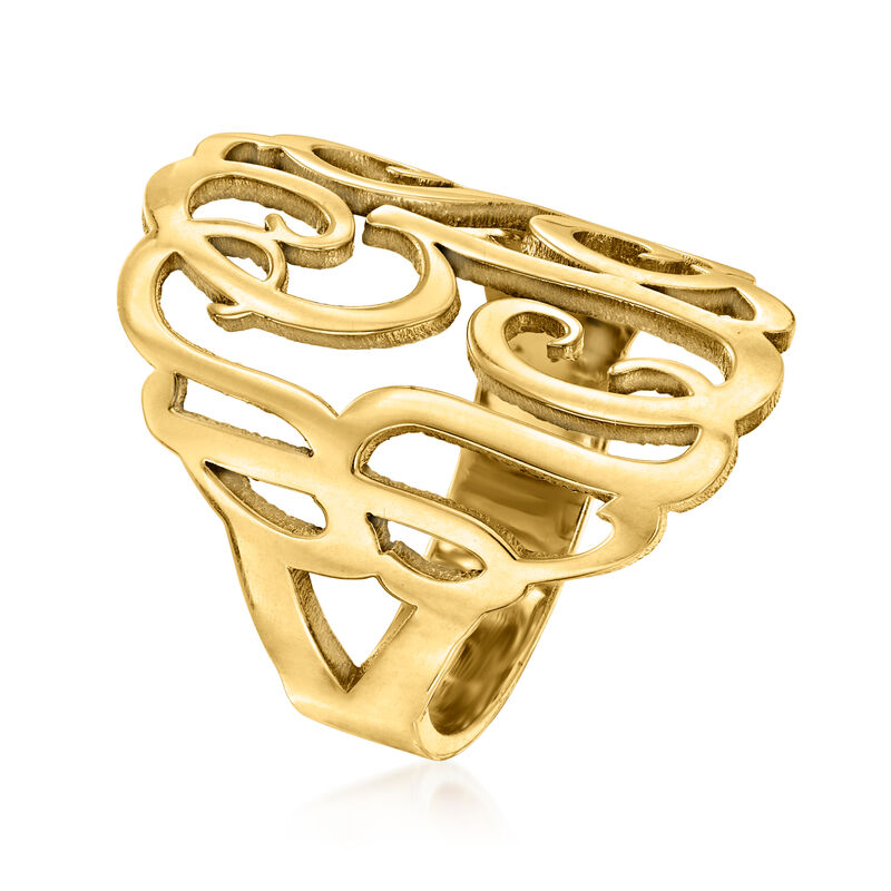 24kt Gold Over Sterling Personalized Monogram Ring image number 2