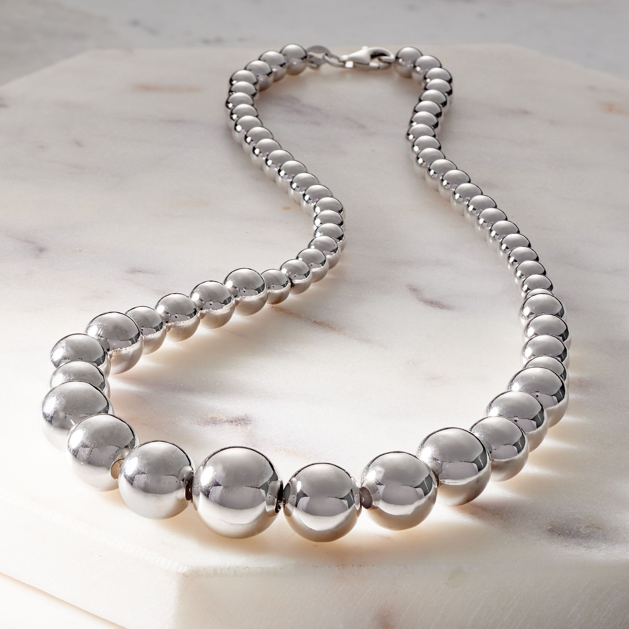 スーパーセール 50％（福袋 Italian Necklace Graduated Bead Silver Sterling 6-14mm アクセサリー