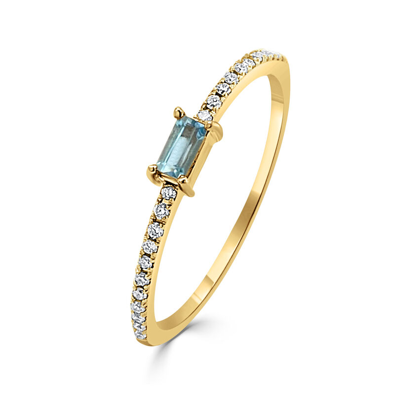 .10 Carat Aquamarine Ring with Diamond Accents in 14kt Yellow Gold image number 1
