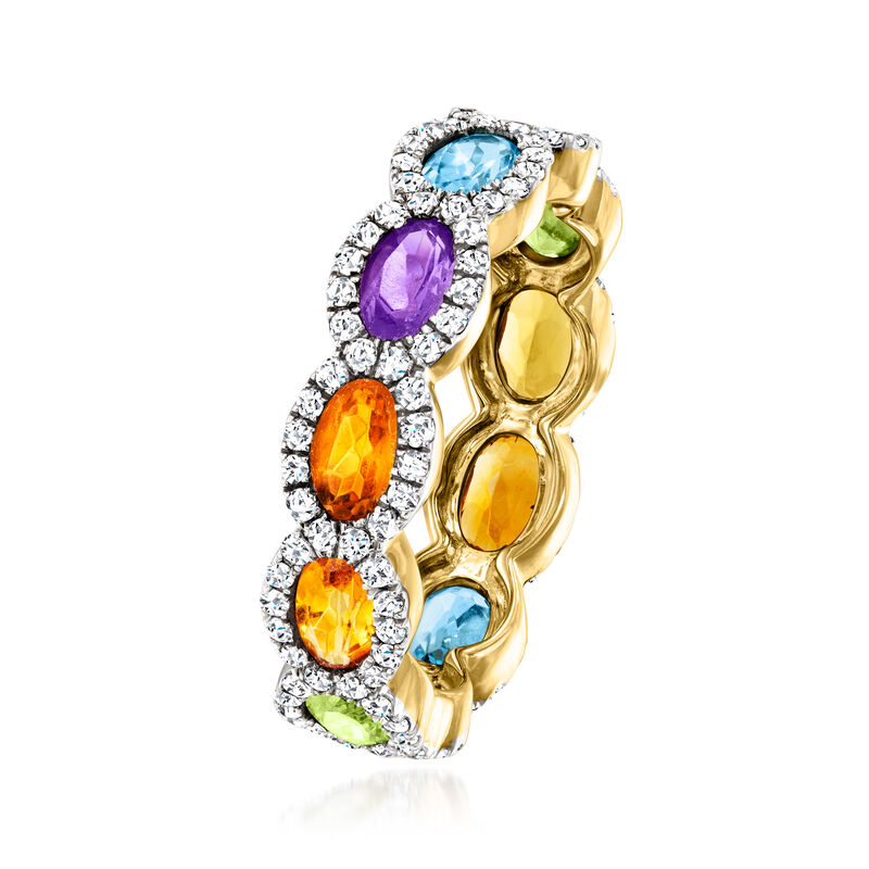 2.80 ct. t.w. Multi-Gemstone Eternity Band in 18kt Gold Over Sterling
