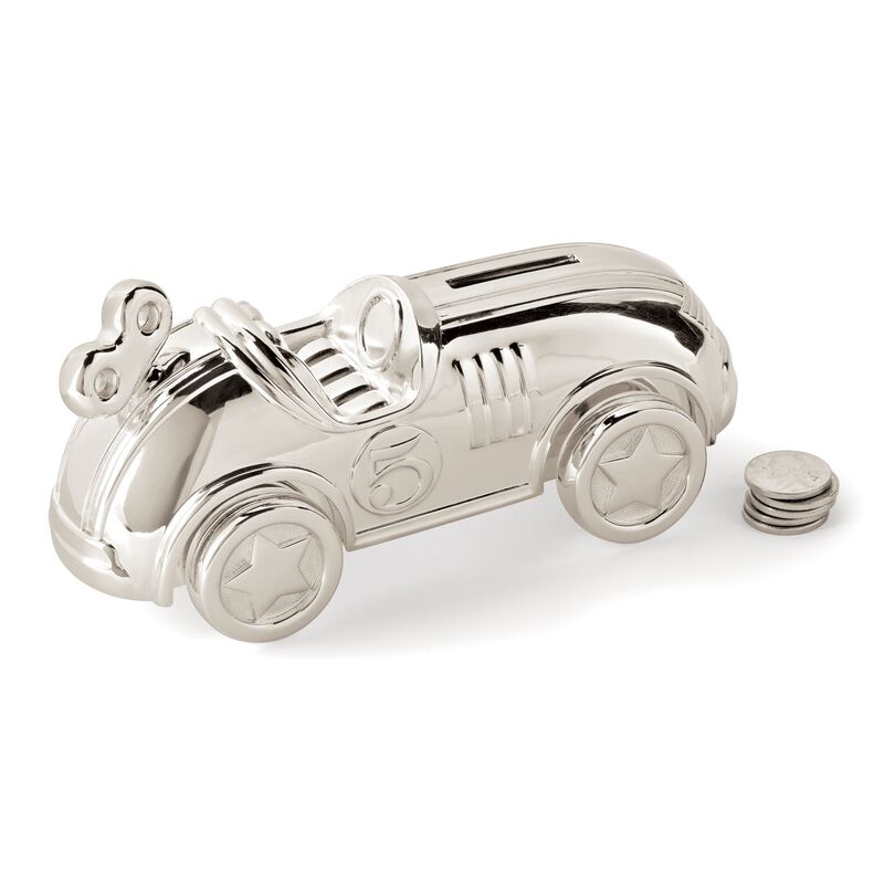 Reed & Barton Silver Plate Child's Race Car Bank image number 0