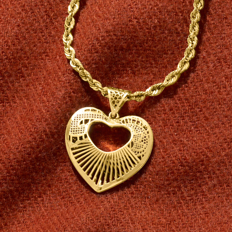Italian 14kt Yellow Gold Filigree Heart Pendant image number 2