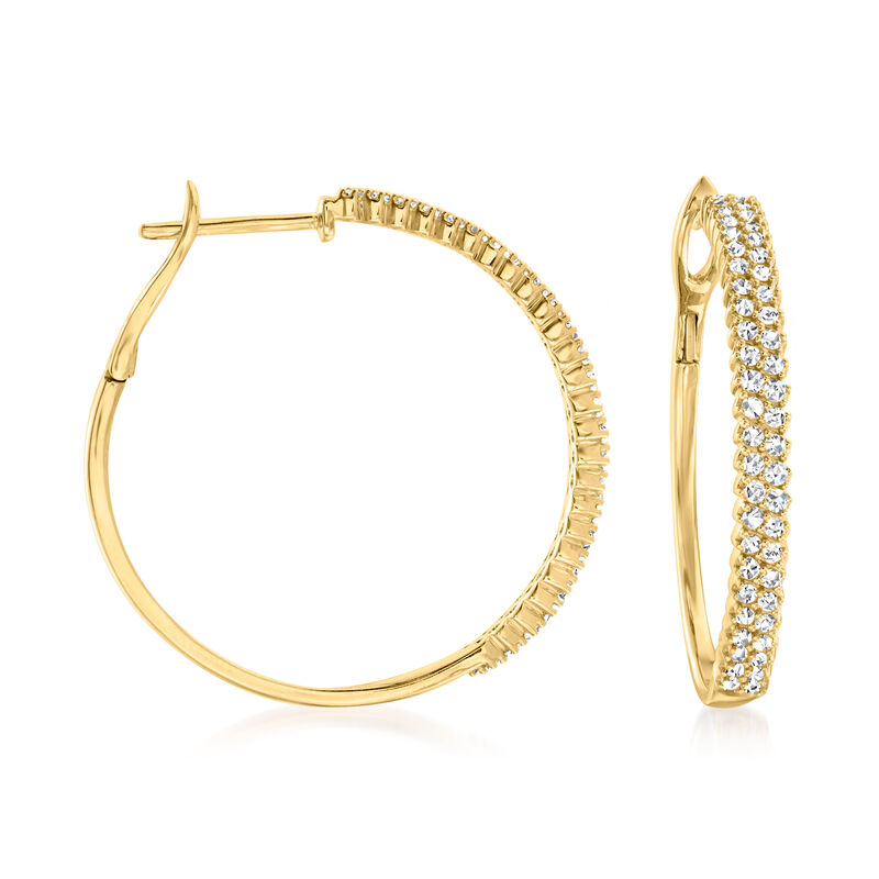 1.00 ct. t.w. Diamond Two-Row Hoop Earrings in 14kt Yellow Gold image number 0