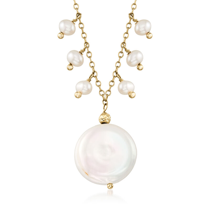 C. 1990 Vintage Cultured Pearl Necklace in 14kt Yellow Gold. 18&quot; image number 0