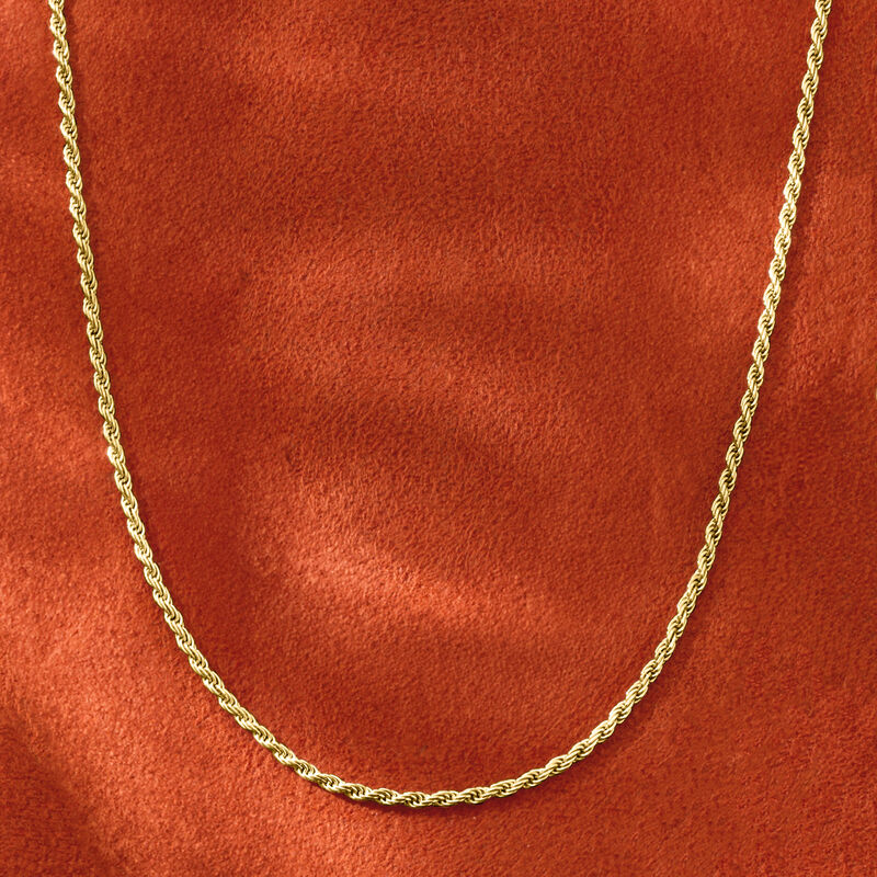 2mm 18kt Gold Over Sterling Rope-Chain Necklace image number 3