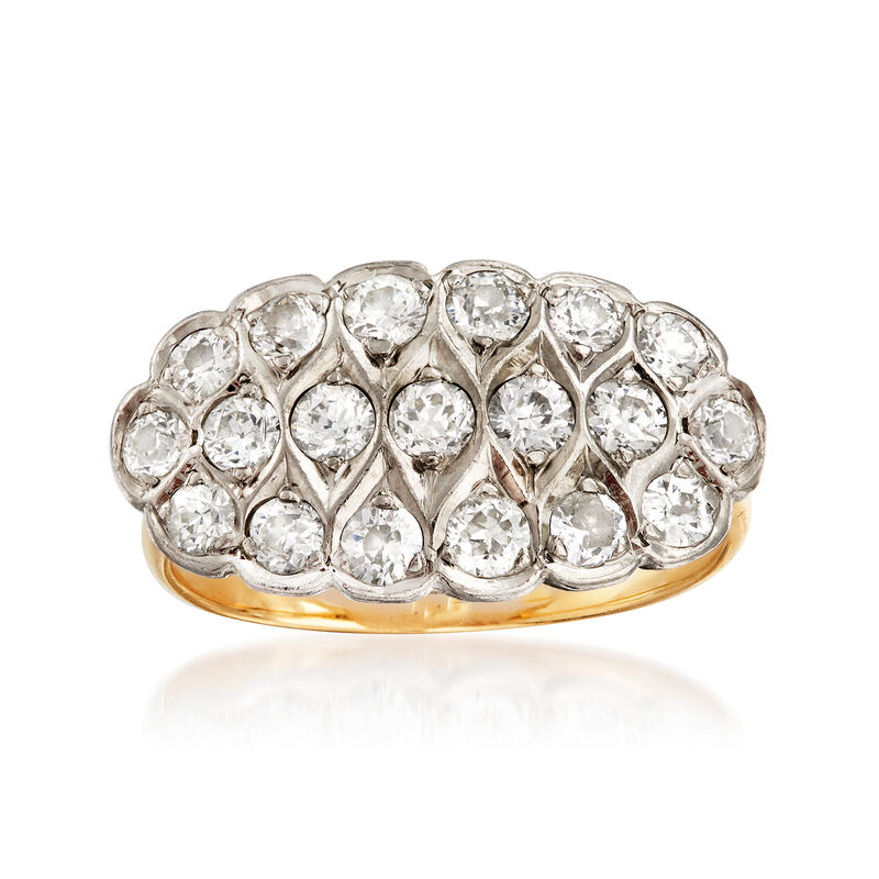 C. 1940 Vintage 1.10 ct. t.w. Diamond Cluster Ring in 14kt Two-Tone Gold image number 0