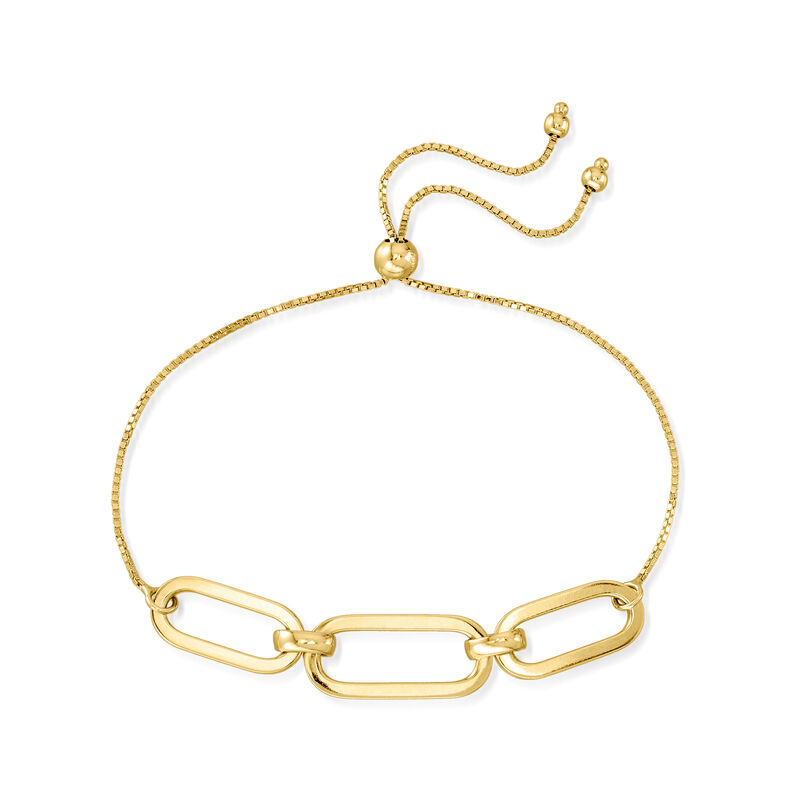 18kt Gold Over Sterling Paper Clip Link Center Bolo Bracelet image number 2
