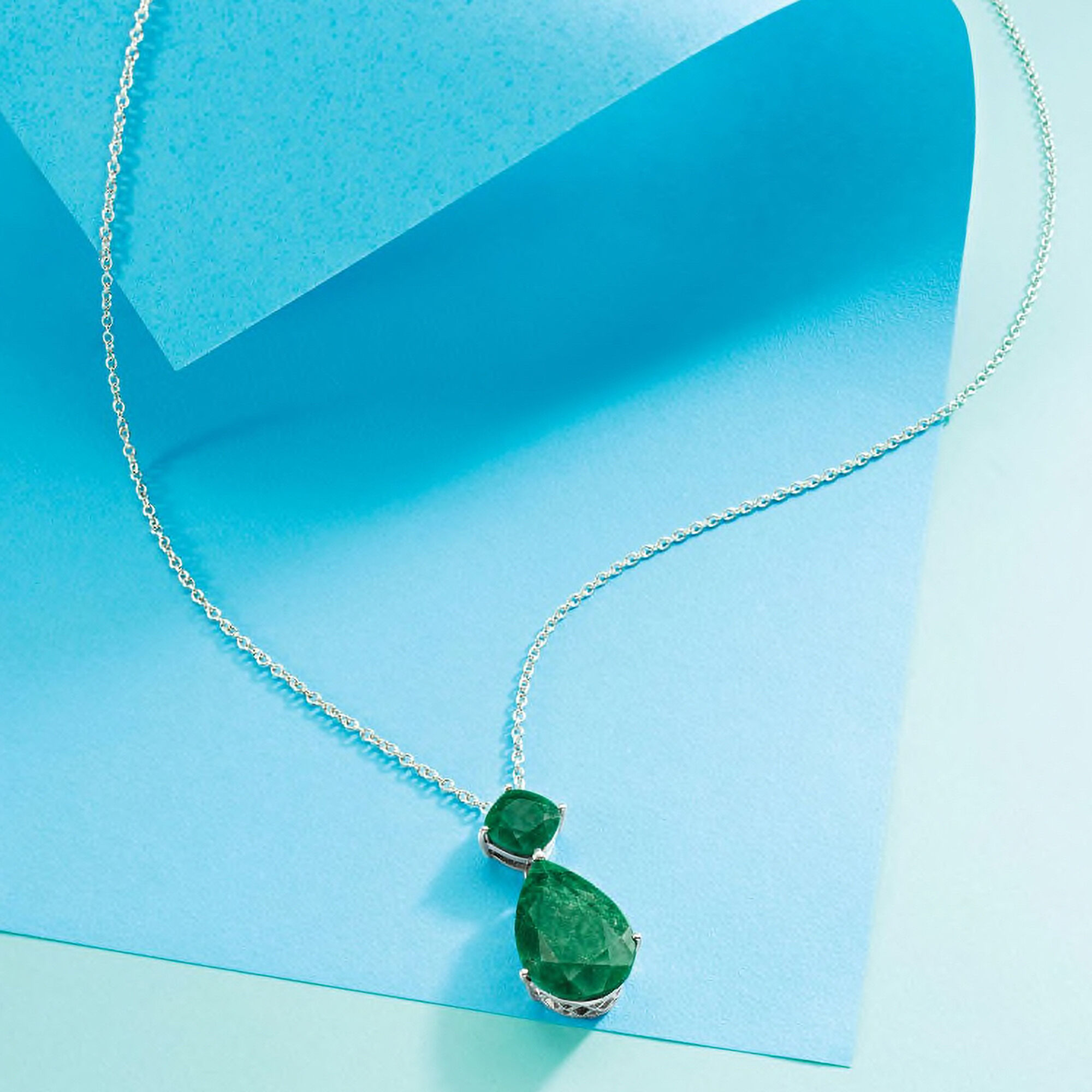 11.90 ct. t.w. Emerald Pendant Necklace in Sterling Silver