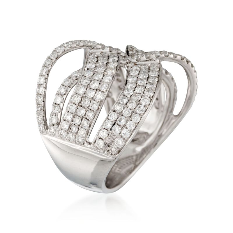 2.25 ct. t.w. Wavy Diamond Crossover Ring in 14kt White Gold image number 2