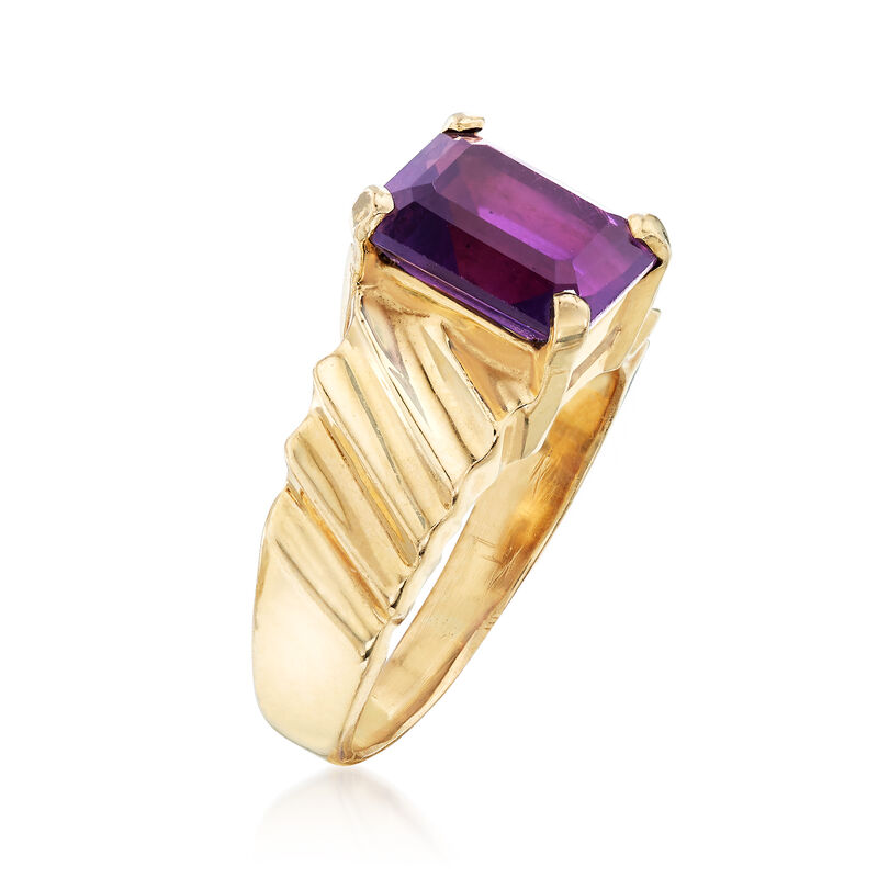 C. 1980 Vintage 3.00 Carat Amethyst Ring in 14kt Yellow Gold image number 2