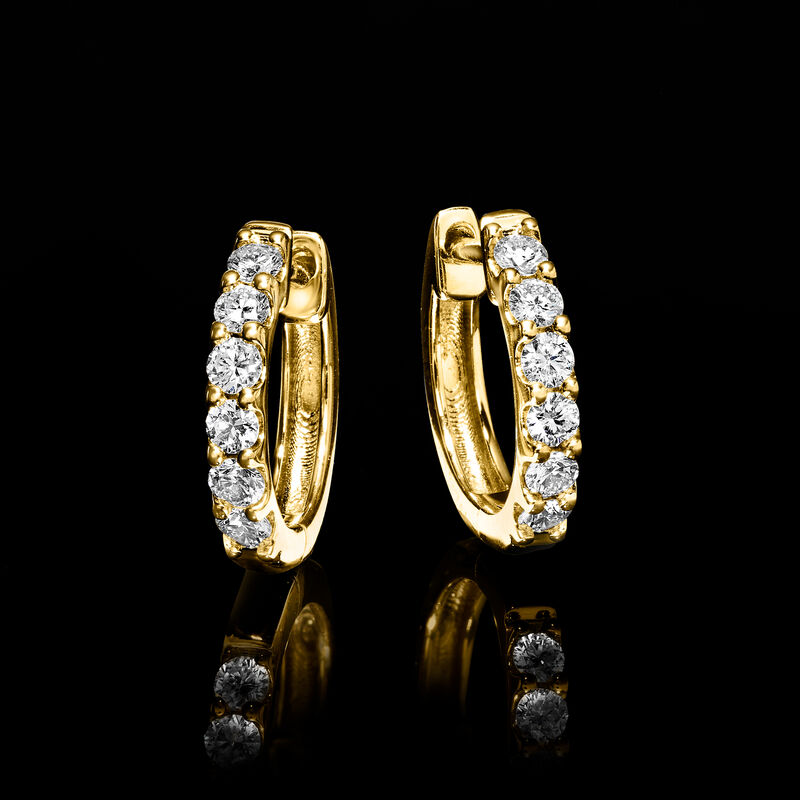 .33 ct. t.w. Lab-Grown Diamond Hoop Earrings in 18kt Gold Over Sterling. 3/8&quot; image number 2