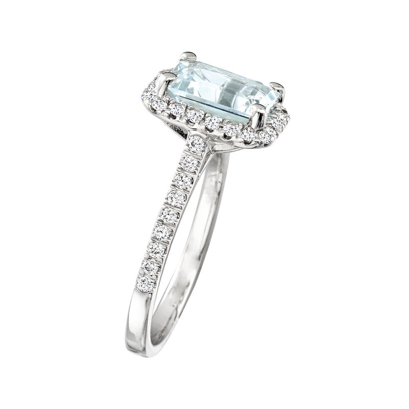 2.00 Carat Aquamarine and .38 ct. t.w. Diamond Ring in 14kt White Gold image number 2