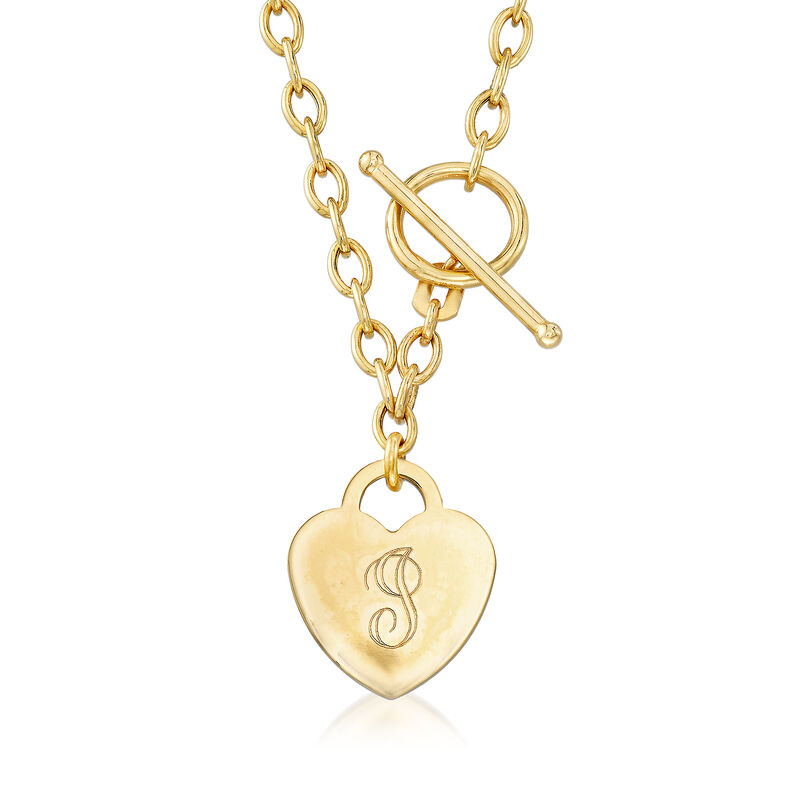 14kt Yellow Gold Personalized Heart Toggle Necklace image number 0