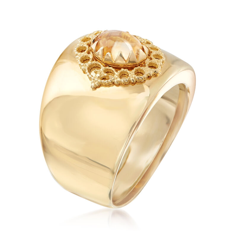 Italian .90 Carat Citrine Ring in 14kt Yellow Gold image number 2