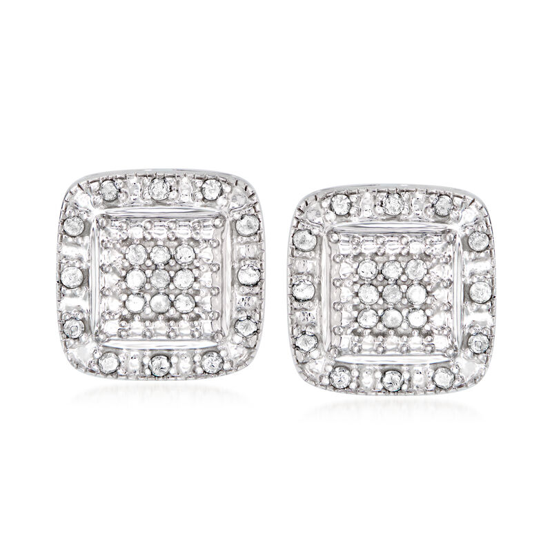 .25 ct. t.w. Diamond Cluster Cushion-Shaped Earrings in Sterling Silver image number 0