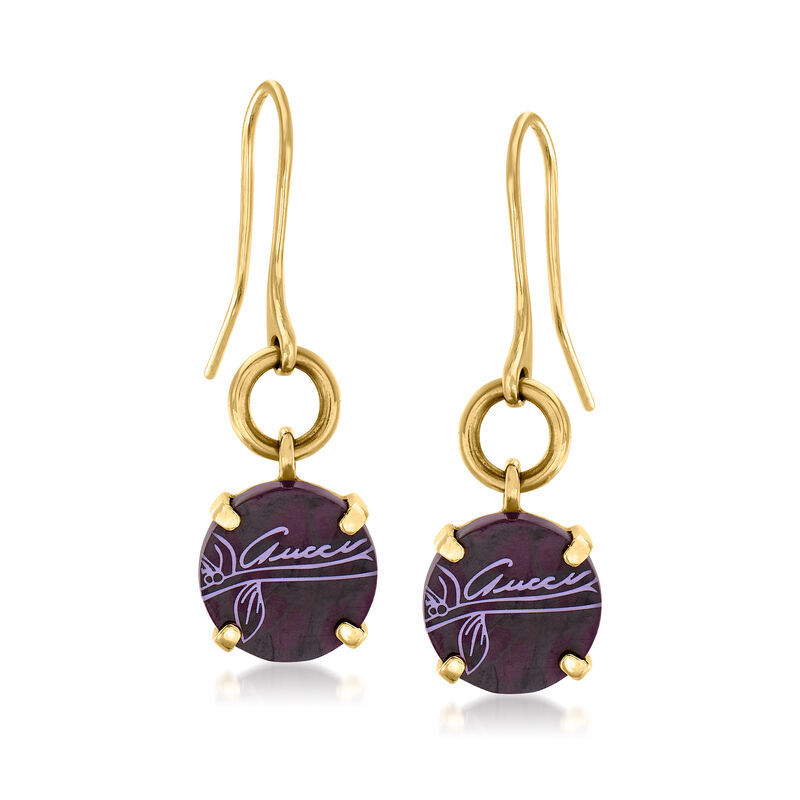 C. 1990 Vintage Gucci Black Agate Drop Earrings in 18kt Yellow Gold image number 0