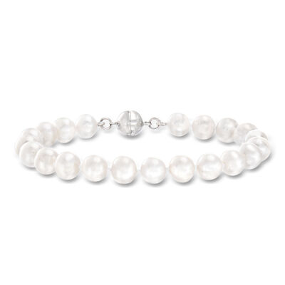 7-8mm Cultured Pearl Bracelet with Sterling Silver Magnetic Clasp
